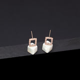 Mother of pearl void cubic earrings - fasfas
