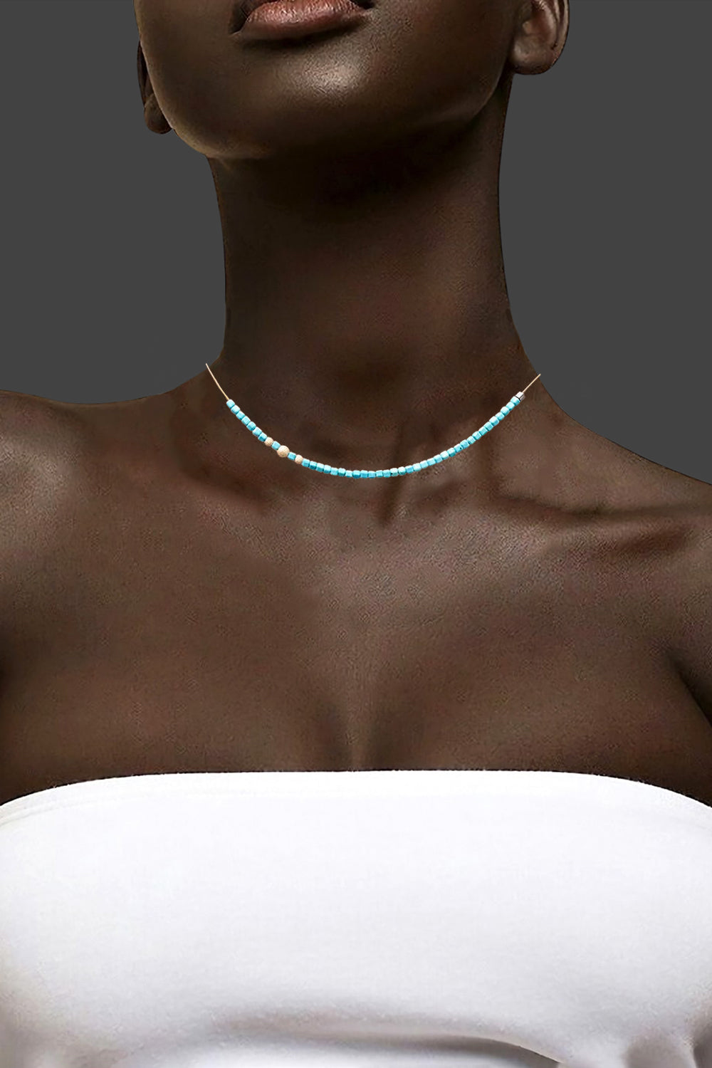 Invisible 2mm turquoise necklace - fasfas