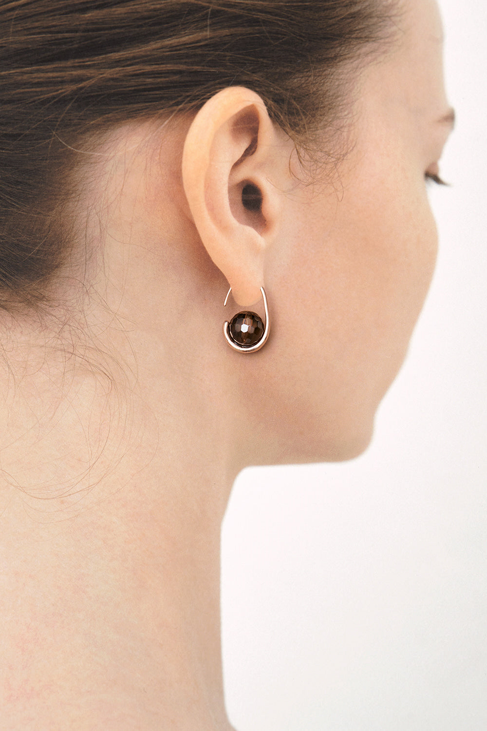 Smokyquartz oval hoop earrings - fasfas
