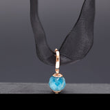 Apatite silk choker necklace (2cm) - fasfas