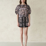 print color silk organza mini skirt