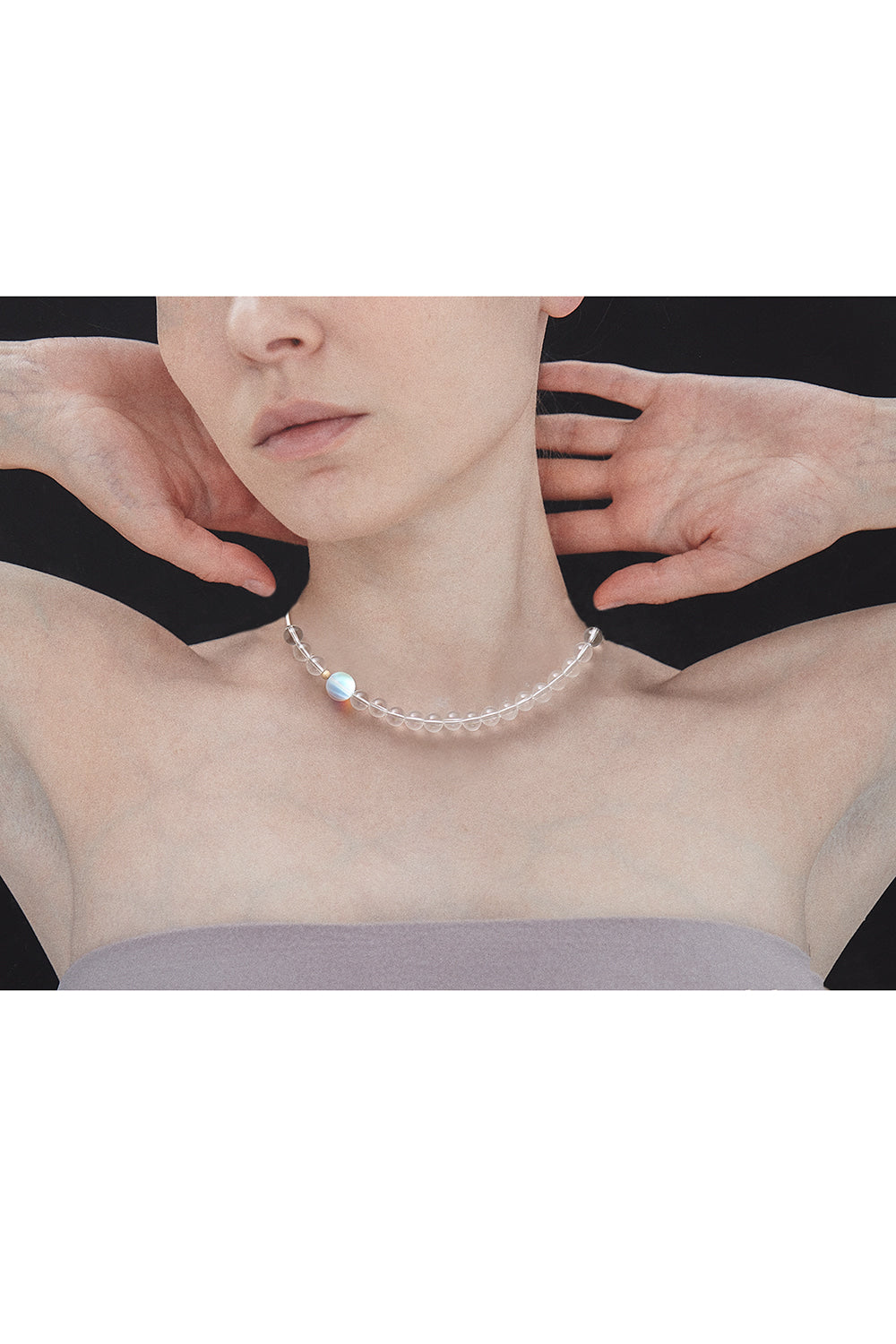 Crystal quaztz necklace (8mm) - fasfas