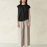 Tuck-detail sleeveless blouse top black