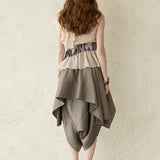 Asymmetric sleeveless silk blouse top champagne pink