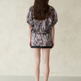 print color silk organza mini skirt