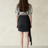 Asymmetric coloring linen blouse