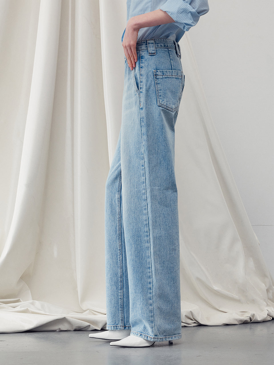 Denim cargo pants sky blue - fasfas