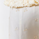 Beads embroidered midi skirt ivory