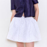 Rose jacquard lace trimming mini skirt