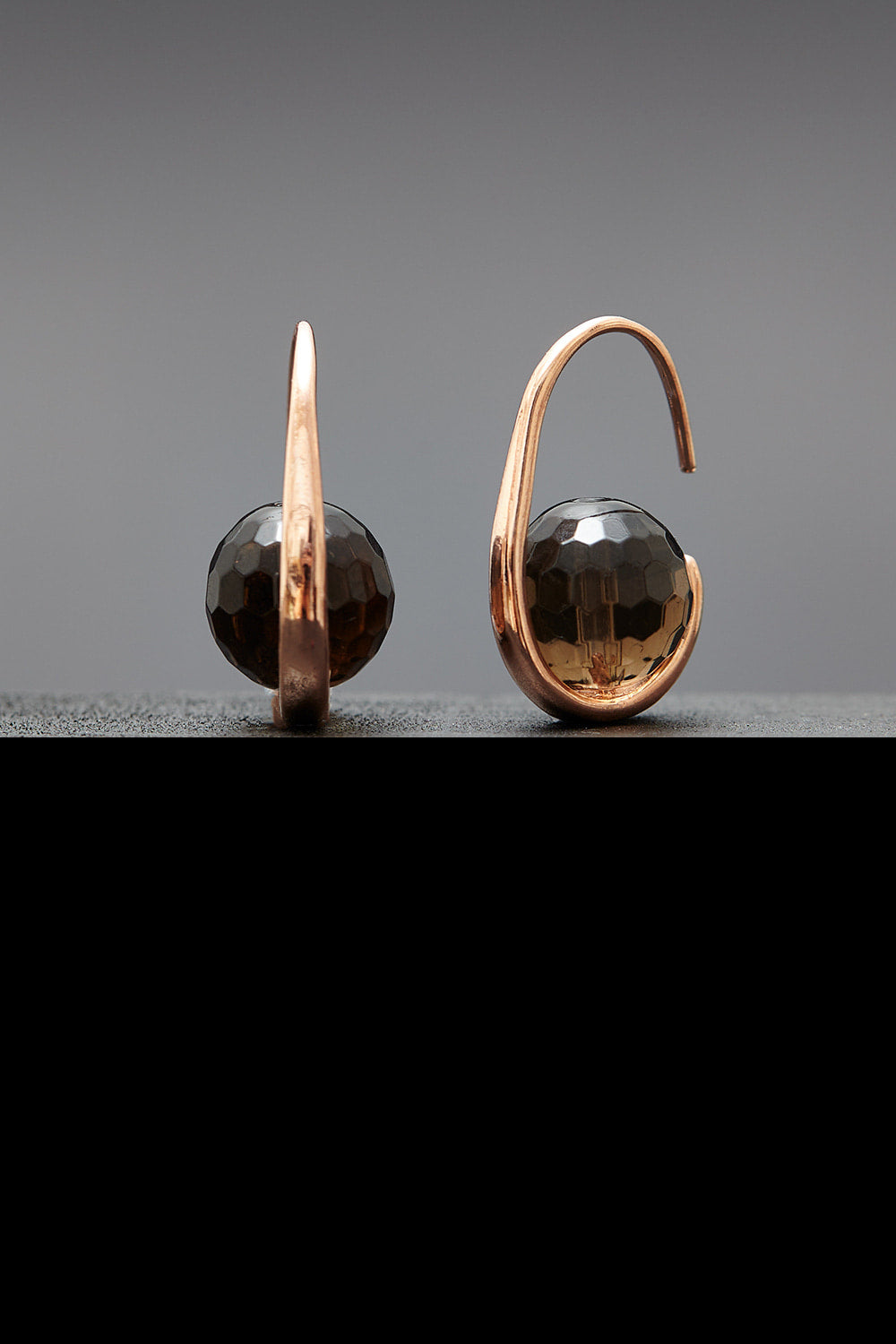 Smokyquartz oval hoop earrings - fasfas