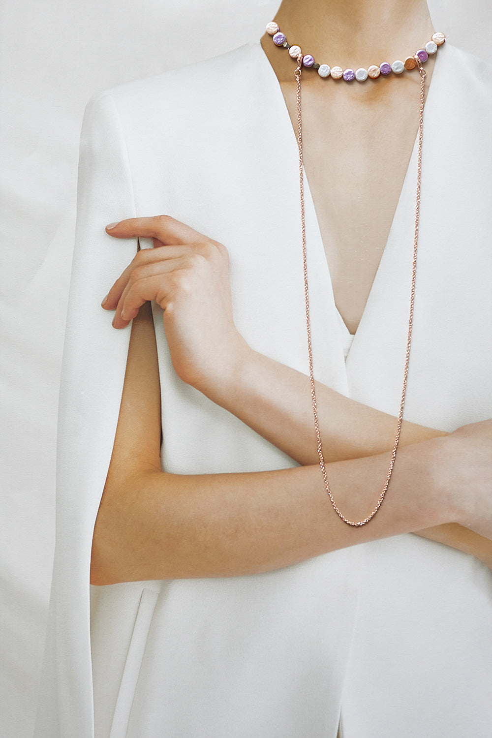 Two-way shell pearl necklace - fasfas