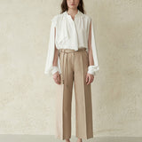 Asymmetric flared collar slit sleeve blouse