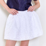 Rose jacquard lace trimming mini skirt