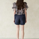 Layered sleeve leopard pattern silk blouse