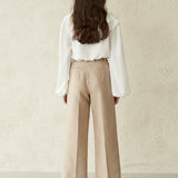 Asymmetric flared collar slit sleeve blouse