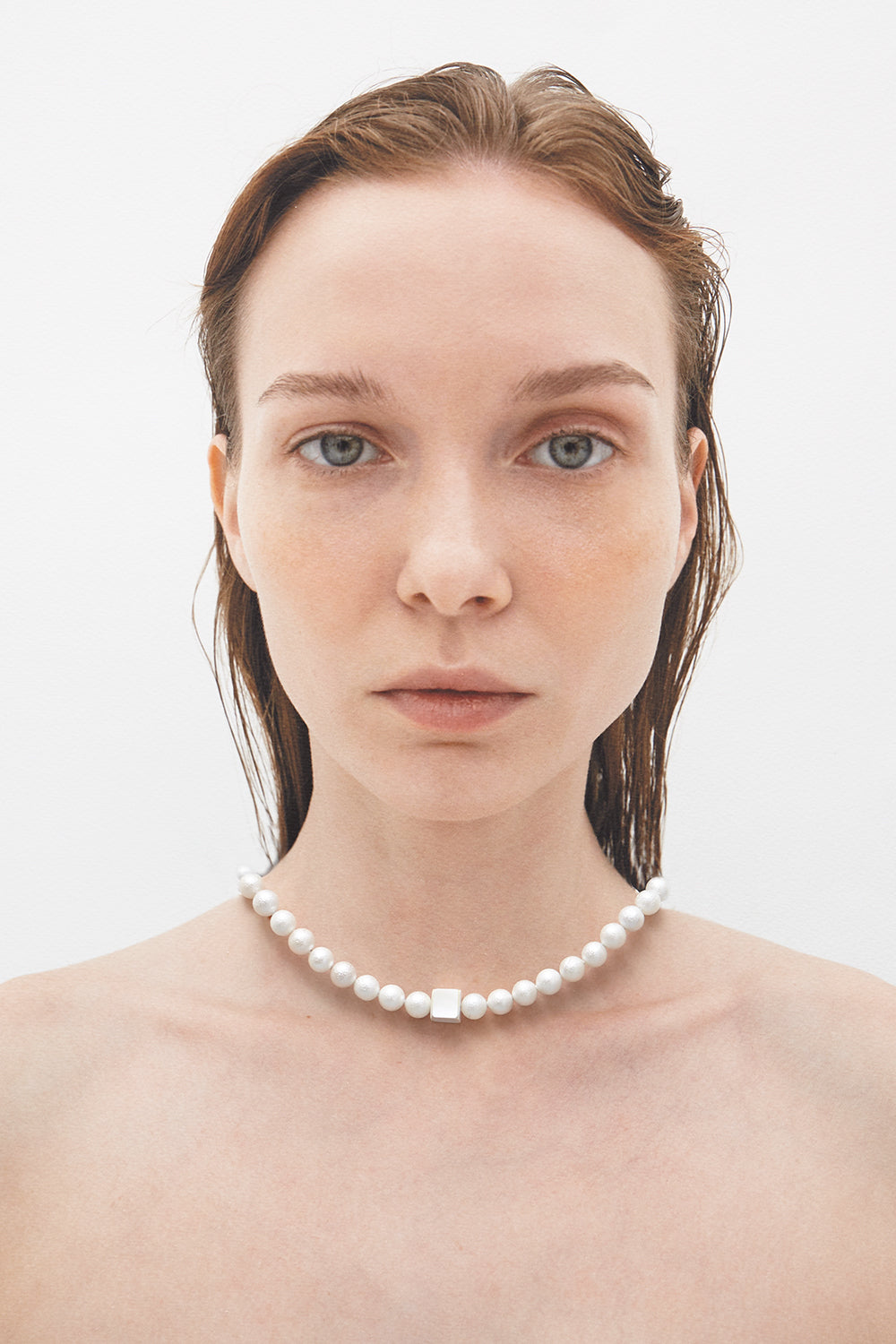 8mm texture white pearl necklace - fasfas