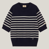 Cashmere 100% Liv stripe knit top indigo navy
