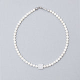 6mm texture white pearl necklace - fasfas