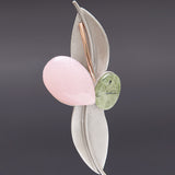 Chic leaf brooch pink - fasfas