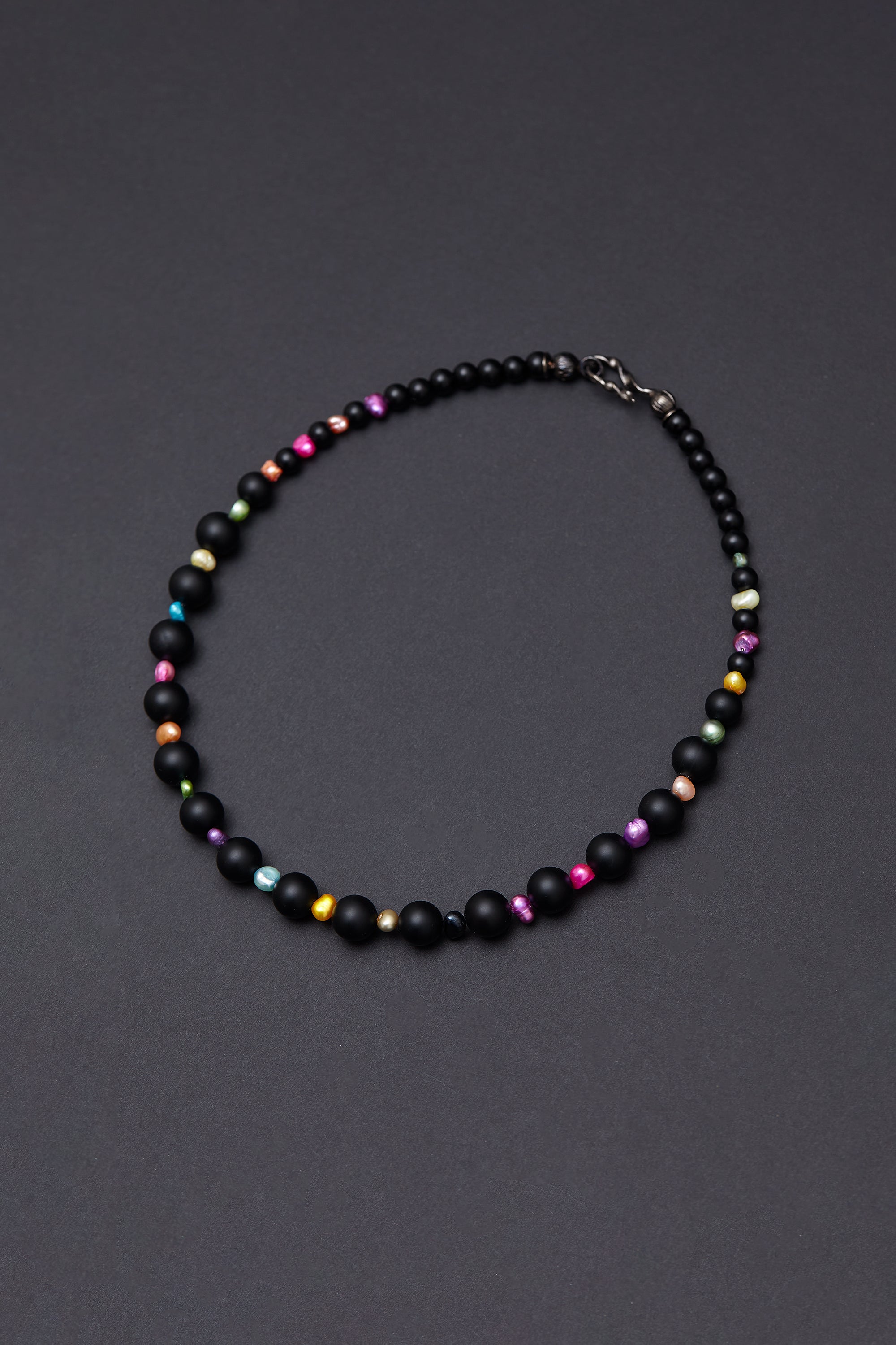 Rainbow matte onyx necklace (10mm) - fasfas