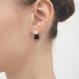 5mm onyx cubic earrings(clip-on–option) - fasfas