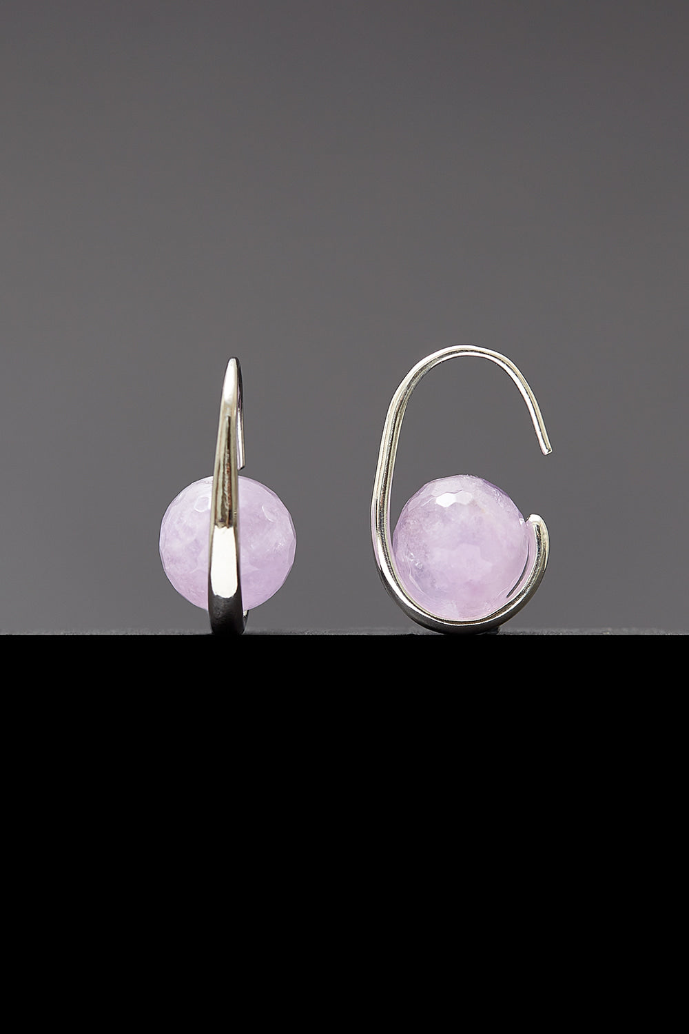 Lavender amethyst oval hoop earrings - fasfas