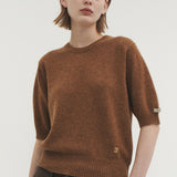 Cashmere 100% Liv plain knit top cinnamon brown