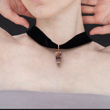 Mookaite velvet choker necklace (2.5cm) - fasfas