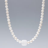 6mm texture white pearl necklace - fasfas