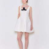 Rose jacquard flared dress