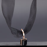 Onyx silk choker necklace (3cm) - fasfas