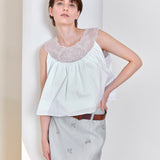 Beads embroidered midi skirt mist green