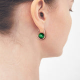 Green tiger eyes oval hoop earrings - fasfas