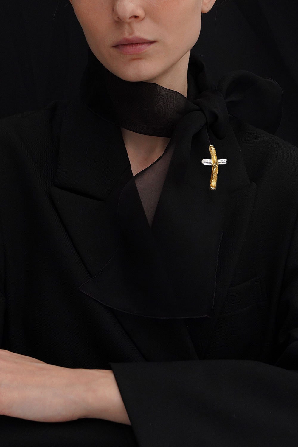 Cross brooch silver,gold - fasfas