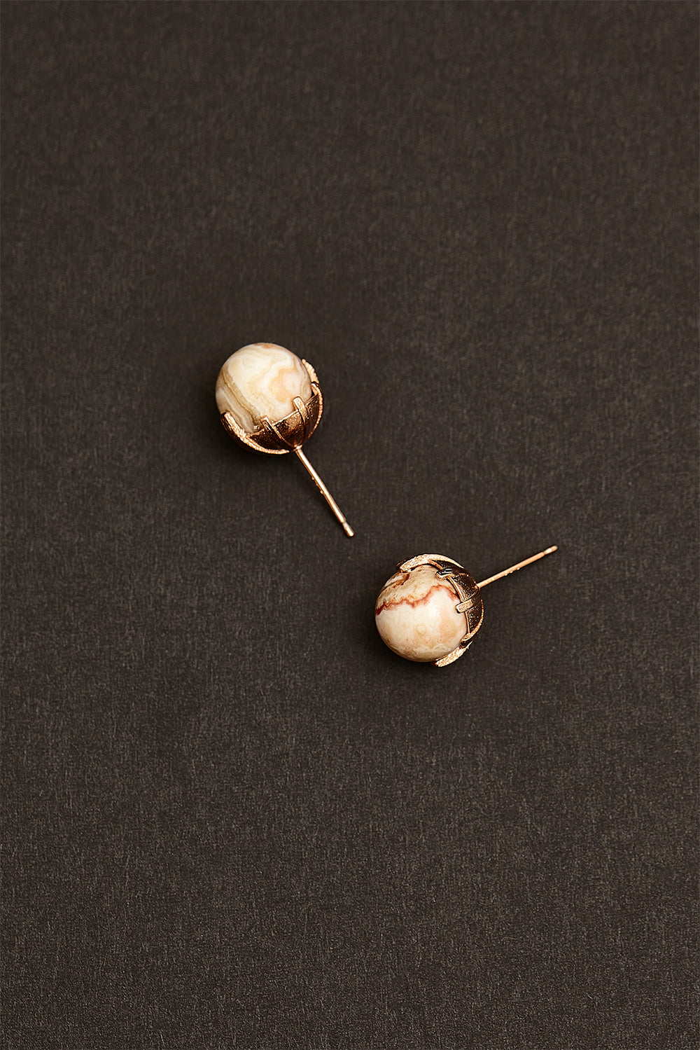 8mm crazy agate earrings(clip-on-option) - fasfas
