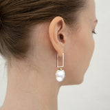 Baroque pearl square hoop earrings - fasfas