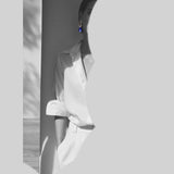 Irregular lapis lazuli sqaure hoop earrings - fasfas