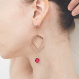 Cherry tiger eyes hexagon earrings(clip-on earrings) - fasfas