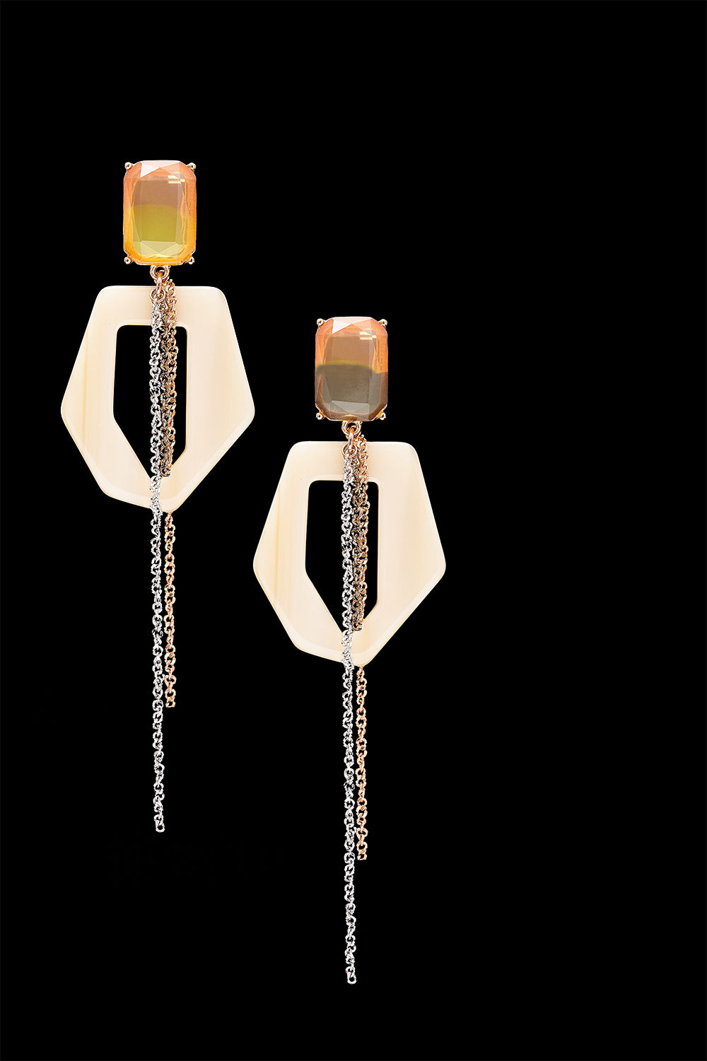Geometric funky dramatique earrings beige(clip-on earrings) - fasfas