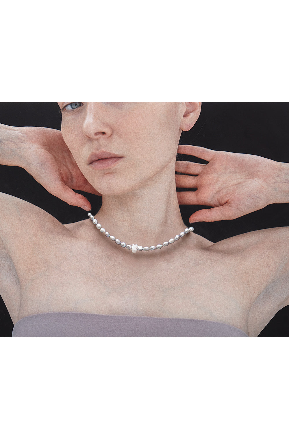 6.5mm grey freshwater pearl necklace - fasfas