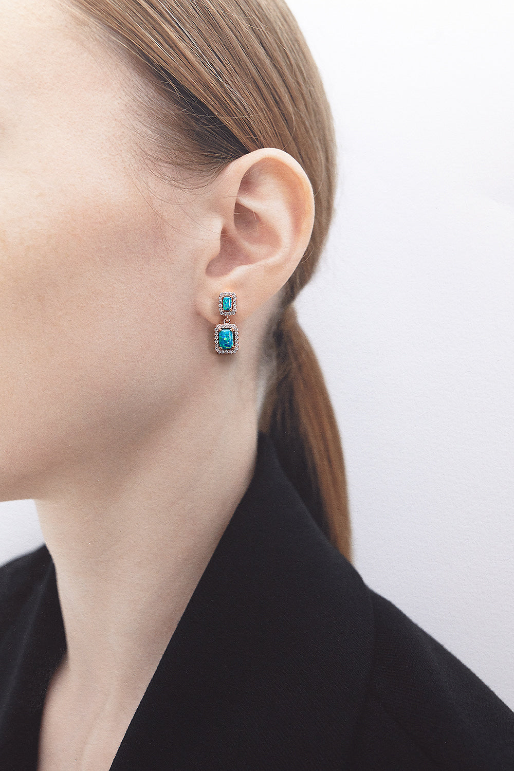 Radiant opal earrigns transparent blue(clip-on earrings) - fasfas