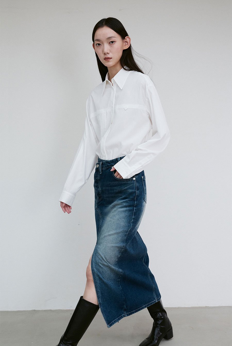 Asymmetric detail denim skirt - fasfas