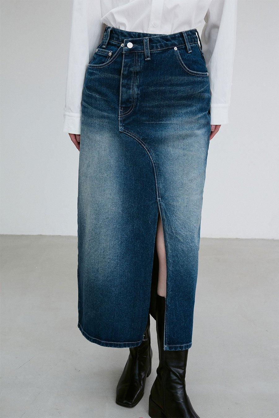 Asymmetric detail denim skirt - fasfas
