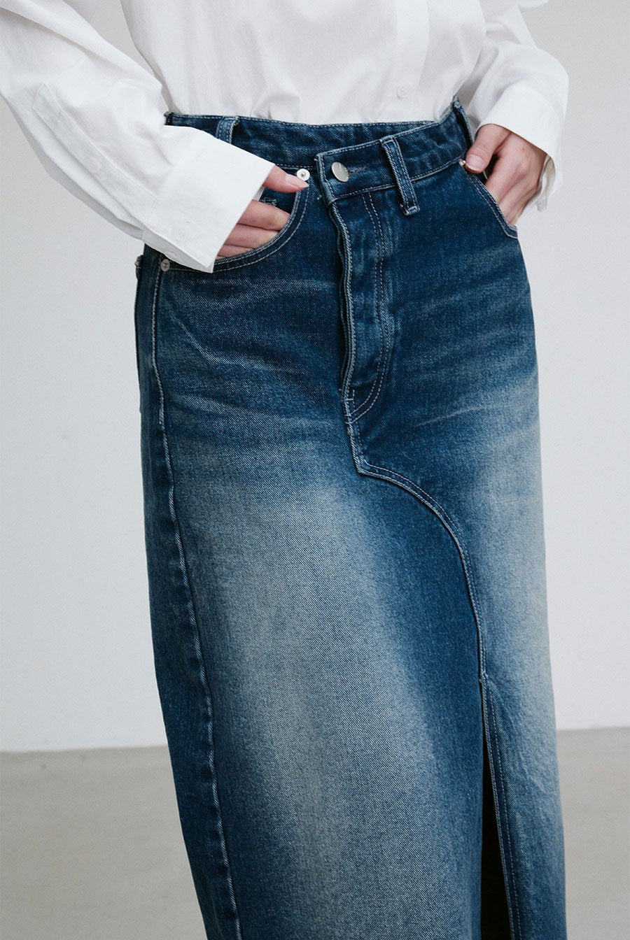 Asymmetric detail denim skirt - fasfas