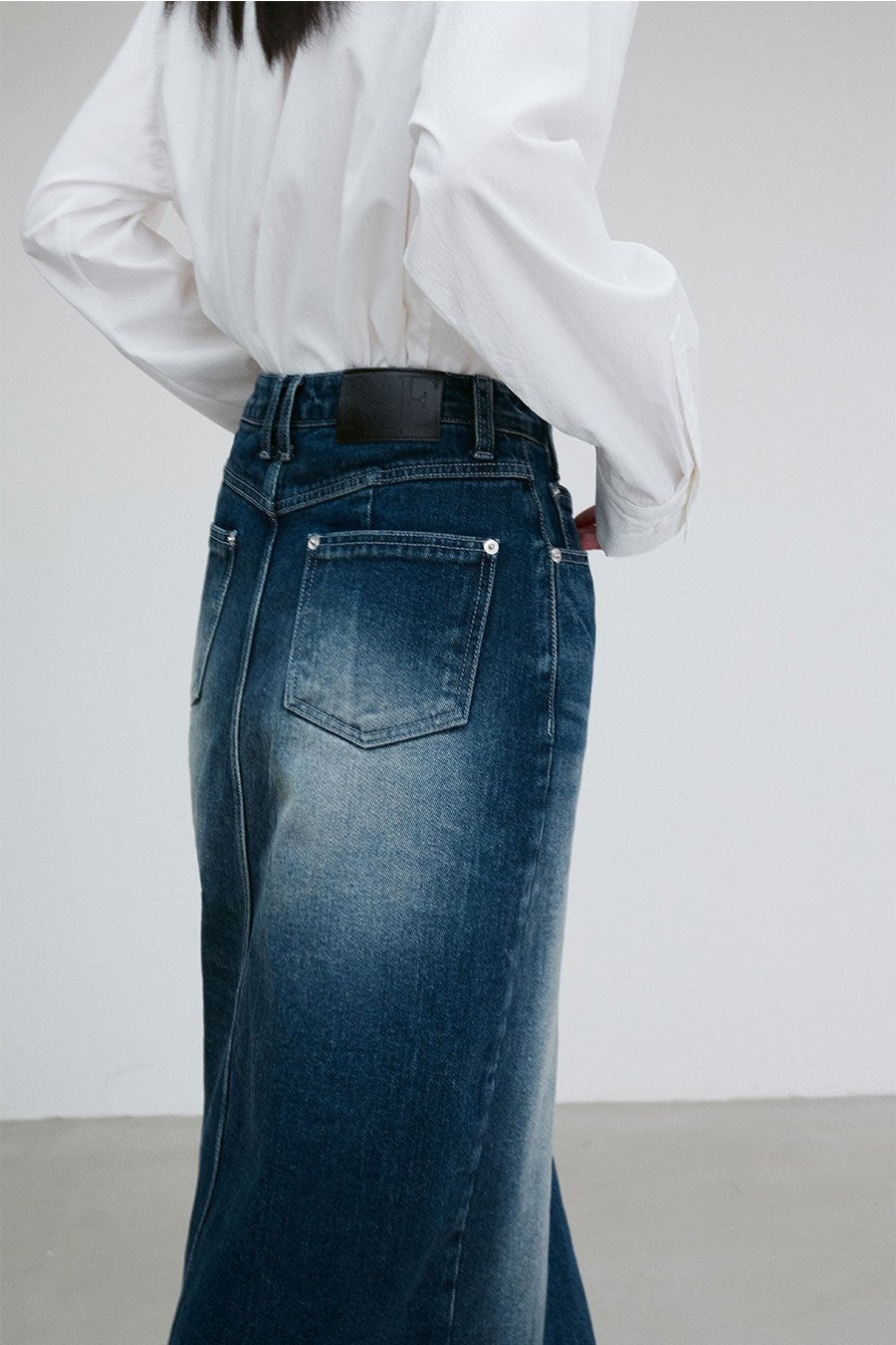 Asymmetric detail denim skirt - fasfas