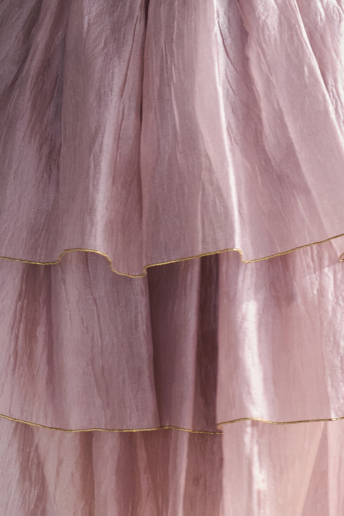 Asymmetric 5-tiered long skirt indie pink - fasfas