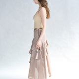 Asymmetric tiered mermaid skirt gold brown - fasfas