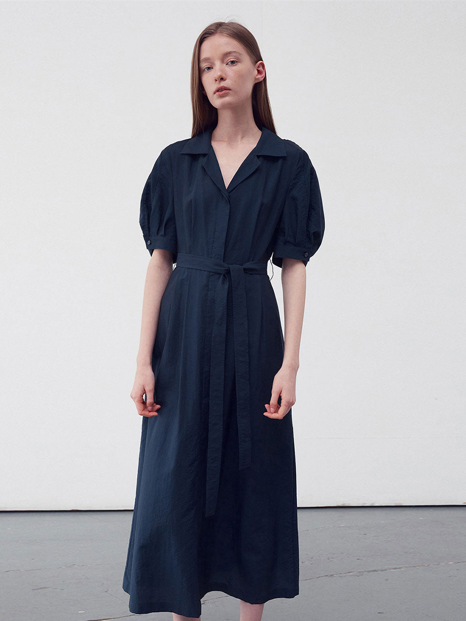 Balloon-sleeve belted dress - fasfas