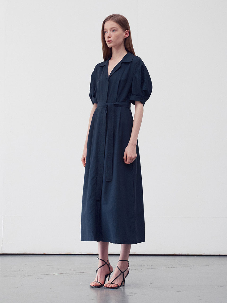 Balloon-sleeve belted dress - fasfas