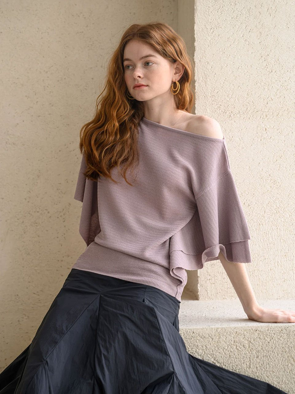 Boat neck daily knit glossy grape - fasfas